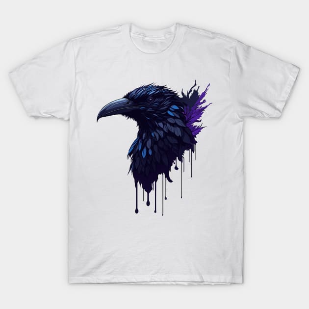 Gothic Mystical Raven Head Abstract Design T-Shirt by TF Brands